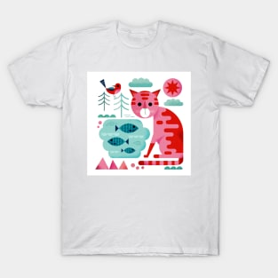 Cat, bird and fish T-Shirt